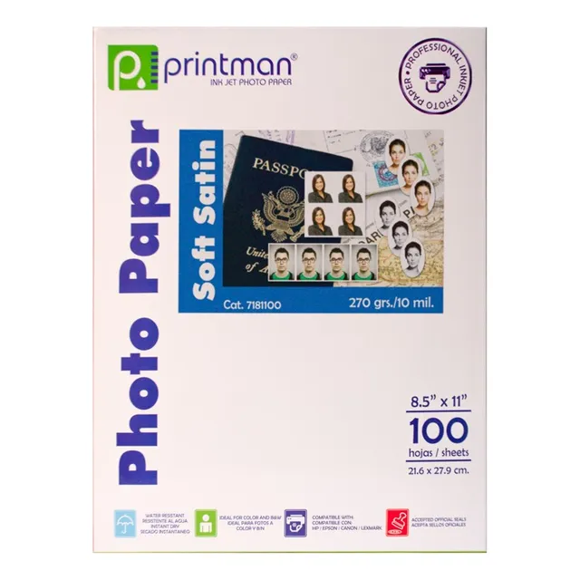 Papel Printman 21.6 × 27.9cm Soft Satín 100h 10mls | 270grs