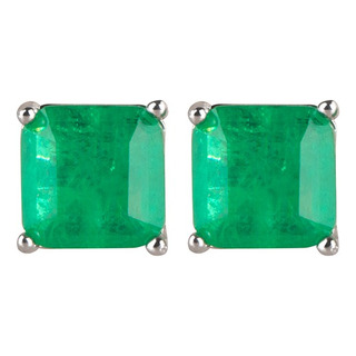 Aretes De Piedra Esmeralda Cuadrados. Plata 0.925 Aretes De Piedra Esmeralda Cuadrados. Plata 0.925