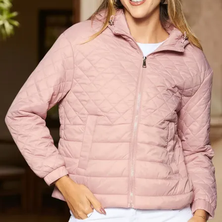 Jaqueta Fem. Nylon Capuz Facinelli 620272 Rosa G Lisa