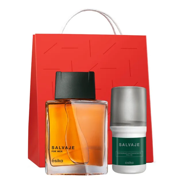 Perfume Salvaje For Men Ésika + Deo +  Más Bolsa De Regalo