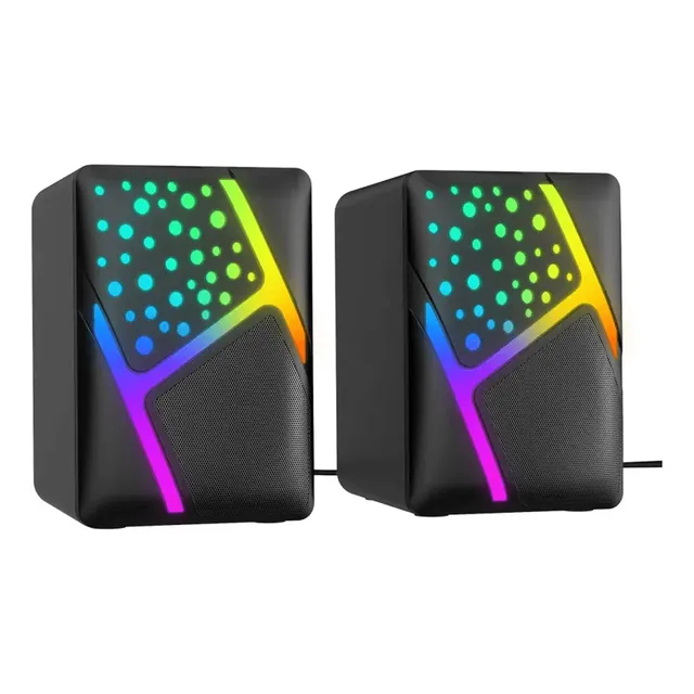 Parlante Havit Sk763 Gaming 2.0 Para Pc Usb Luces Rgb Dimm Color Negro