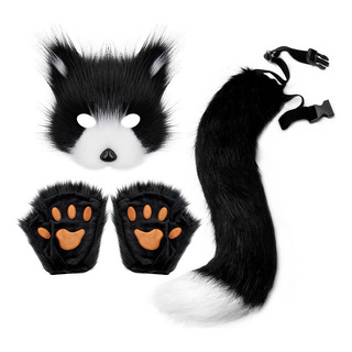 Máscara De Raposa Simulada Glove Tail Halloween Cosplay Prop Máscara De Raposa Simulada Glove Tail Halloween Cosplay Prop
