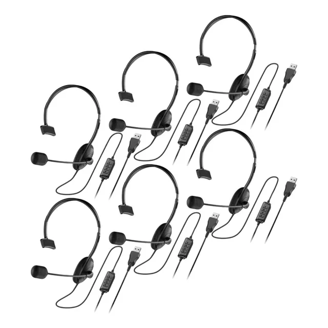 Auricular Usb Con Micrófono Para Pc Genius Hs-100u Pack X6