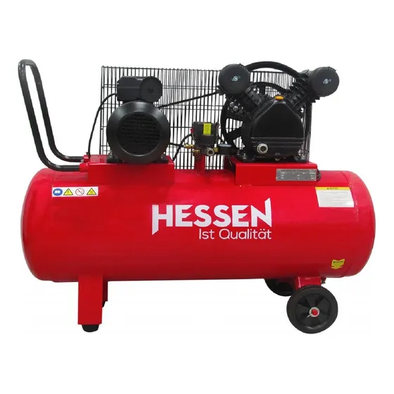 Compresor 100l Hessen 2hp Cabezal Doble Piston V Monofásico