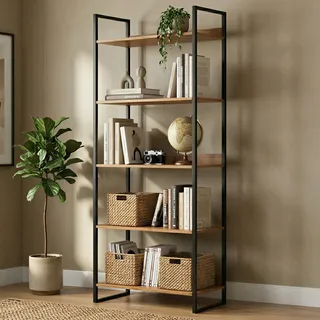 Estante Para Livros Organizadora C/ 5 Prateleiras Industrial Mel/preto