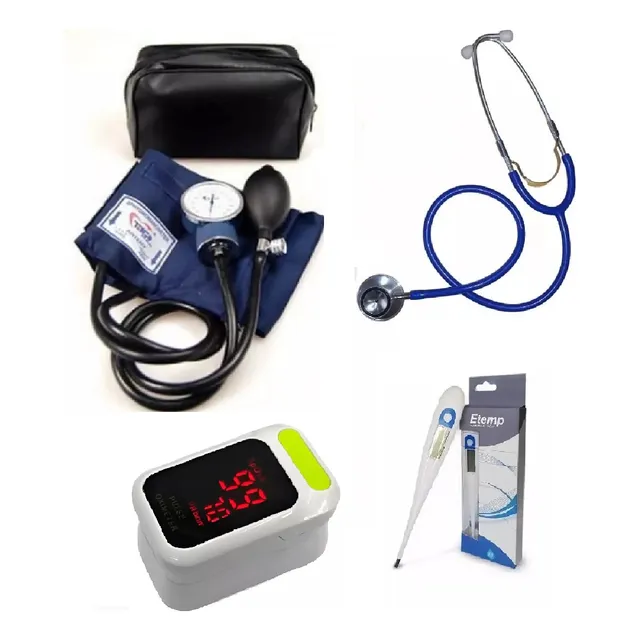 Kit Enfermeria Tensiometro C/este+oximetro Silfab+termometro