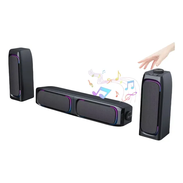 Soundbar Parlante Gamer Pc Tv Rgb Inalámbricos Con Subwoofer