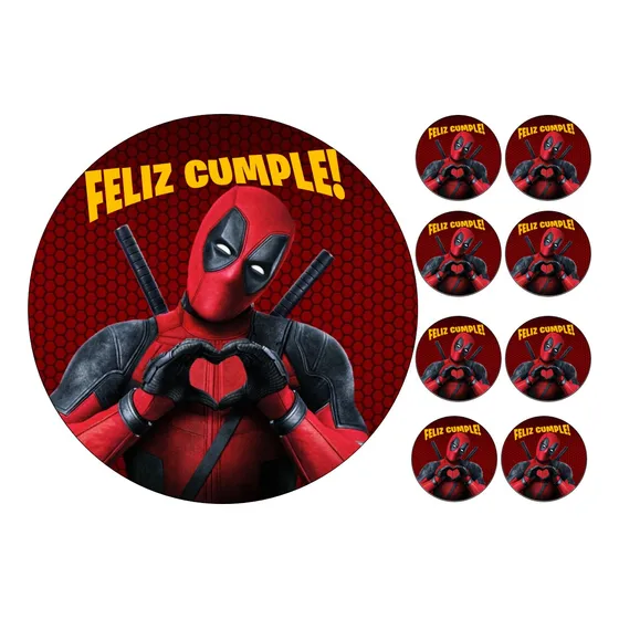 Lamina Comestible Papel De Arroz Deadpool 20 Cm