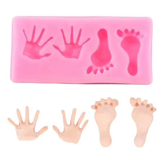 Molde Silicona Manitos Y Pies De Bebe Fondant Porcelana Fria