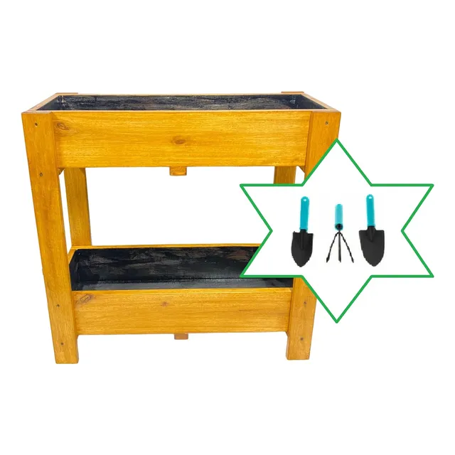 Huerta D Madera Elevada + Kit De Jardineria Huertero Cajon