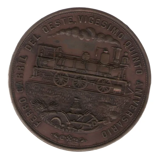 Medalla Ferrocarril  Inauguracion Linea Pergamino  1882 Exc