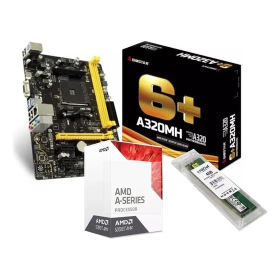 Kit Upgrade Gamer Mb Biostar Am4 A320m + A10 9700 + 4gb Mem