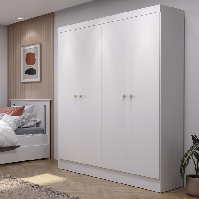 Guarda-roupa Solteiro 4 Portas Jacob 135 Cm - Branco Guarda-roupa Solteiro 4 Portas Jacob 135 Cm - Branco