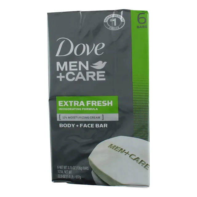 Jabón Dove Men+care Extra Fresh Para Cuerpo Y Rostro, 6 X 11