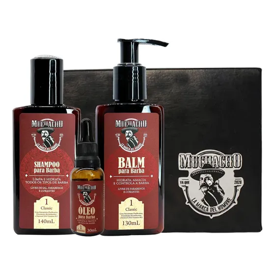Kit Shampoo + Balm + Óleo Para Barba - Muchacho Classic