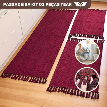 Kit Passadeira Para Cozinha Tear 3 Peças Luxo Algodão Grande