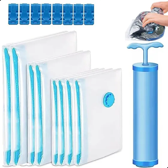 8 Bolsas Empaque Al Vacío Ahorrador Espacio Compresion Viaje