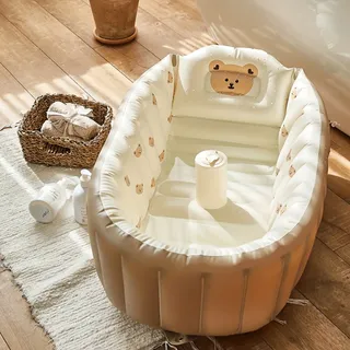 Banheira Inflável Portátil Bebê Em Pvc Marrom Animais