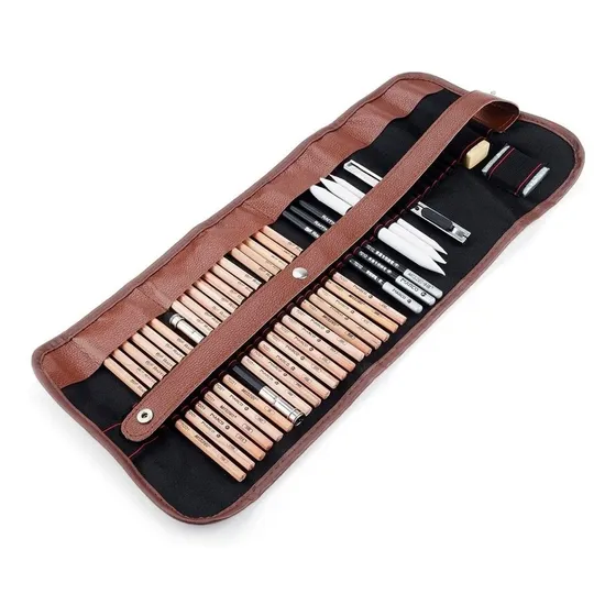 Kit Dibujo Sketching 29 Piezas Con Estuche Profesional F