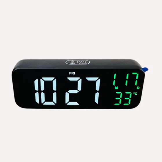 Relógio De Mesa Digital Alarme Led Touch Data Temperatura Cor Preto 110 220