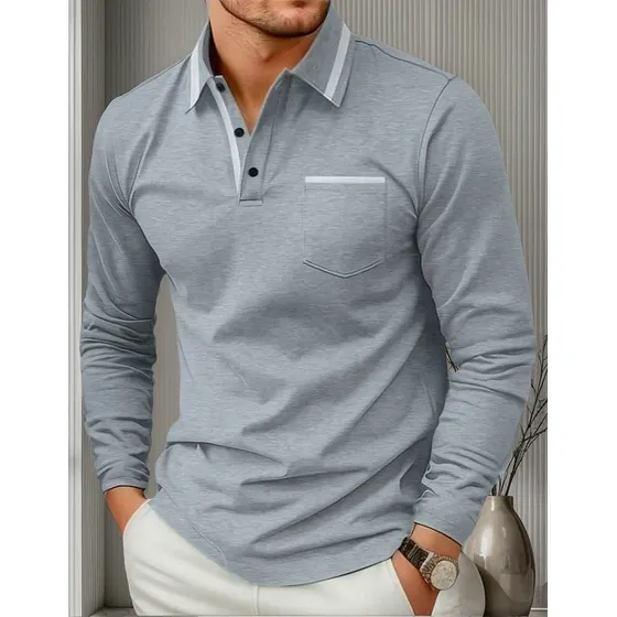 Polos En Cuello Camisero En Manga Larga De Hombre