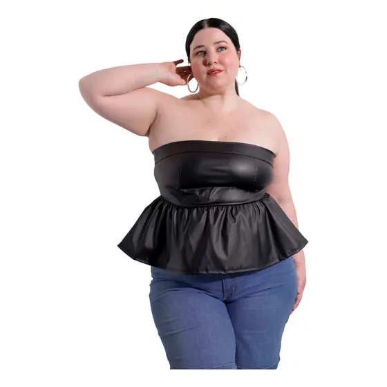 Top Strapless De P.u Circe Xl Talles Grances