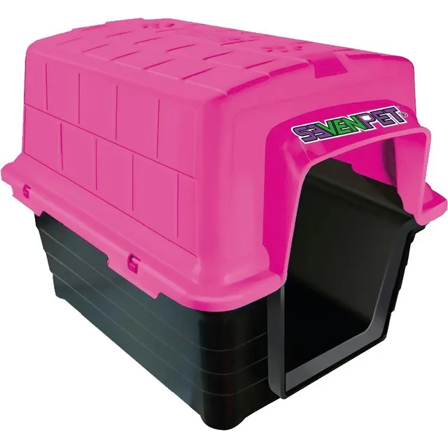Casa Para Perro Mascota Plástico Resistente 60x47x45cm 11022 Color Rosa