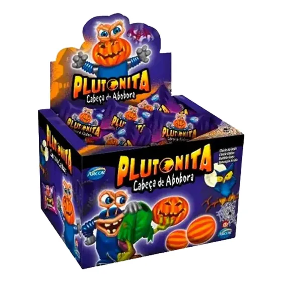 Chicle Plutonita Cabeça De Abóbora 36 Unidades Halloween
