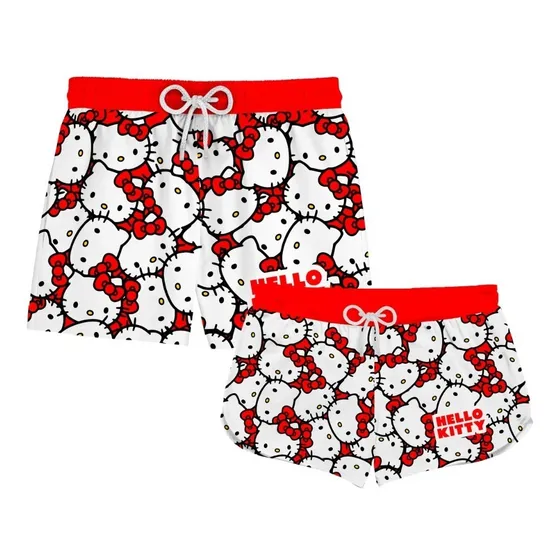 Kit Casal Short Praia Hello Kitty Gatinha Animação Ref0222