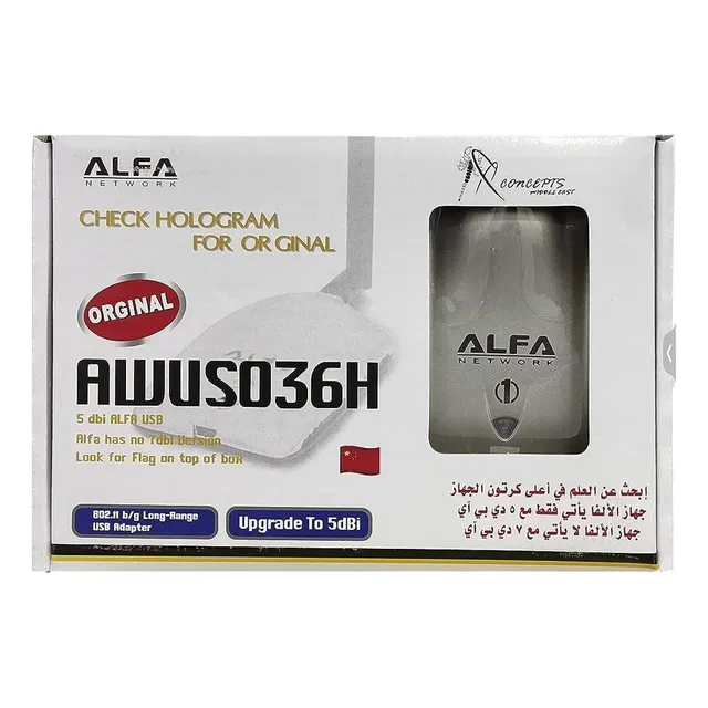 Adaptador Usb Wifi Alfa Awus036h 5dbi Chipset 3070