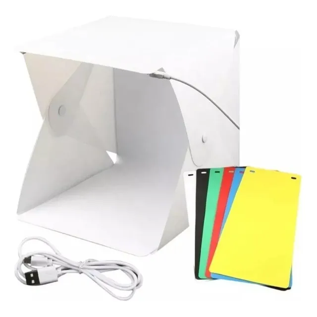 Caja De Luz 2 Cinta Led Estudio Fotografico 20 Cm 6 Fondos