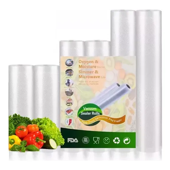 Kit 6 Rollos Bolsas Sellados Al Vacío Alimentos 3 Tipos/3 M