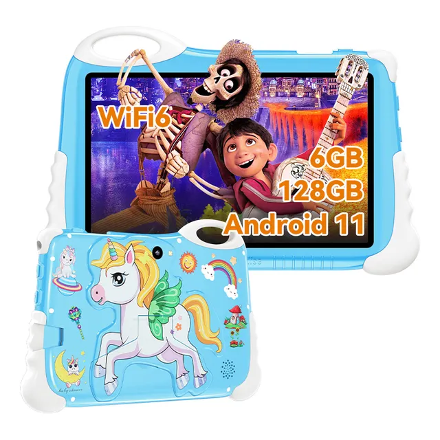 LOKOOY Tablets Para Niños de 7'' Android 11 RAM de 6 GB y 128 GB Tableta con WiFi color azul
