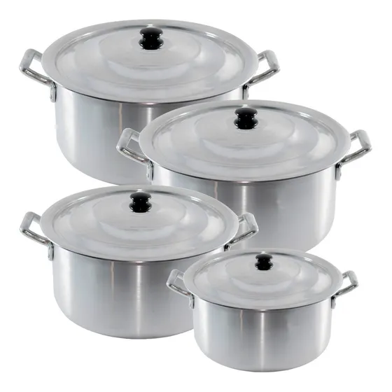 4 Panela Arroz Industrial Hotel Caçarola Sopa N 24 26 28 30 Cor Prateado