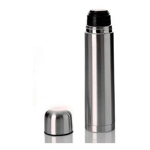Termo Bala Acero Inoxidable 1 Litro Con Tapón Matero Y Funda Color Plateado