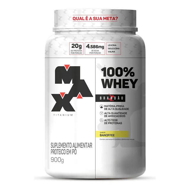 100% Whey Pote 900g Rafael Brandão Banoffee Max Titanium Sabor Banoffe