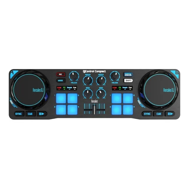 Controlador Dj Hércules Djcontrol Compact Negro De 2 Canales