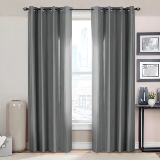 Cortina Real Textil 3.00x2.30m Con Argollas | Ligera, Transpirable y Resistente | Acabado Mate Color Gris