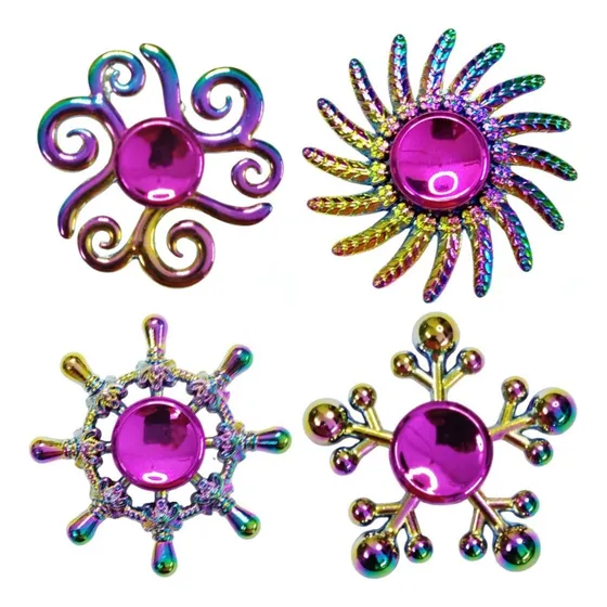 Kit 4 Fidget Hand Spinners Metal Multicoloridos Dos Raros 