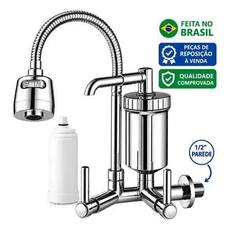 Torneira Com Filtro Com Purificador Agua Bica Flexível Gourmet para Cozinha Parede Luxo Chuveirinho 2 Modos de Jatos A Mais Vendida