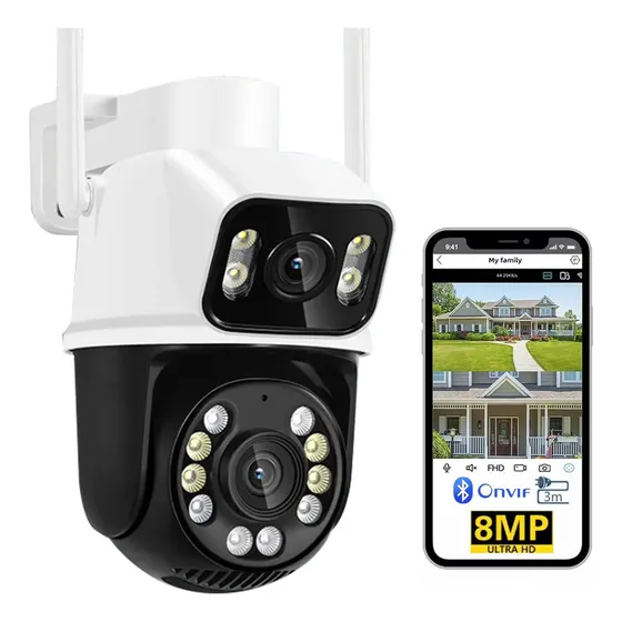 Câmera De Segurança Externa 360° Wifi De 8 Mp Com Lente