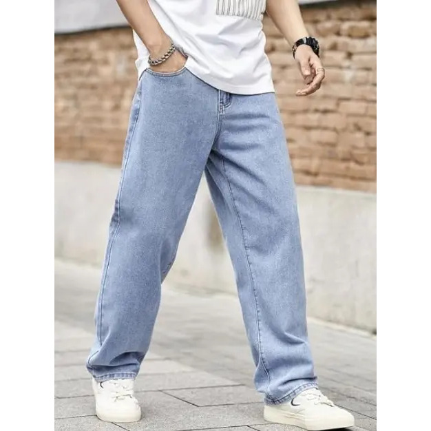 Calça Jeans Balão Masculina Baggy Bag Reta Larga Streetwear Calça Jeans Balão Masculina Baggy Bag Reta Larga Streetwear