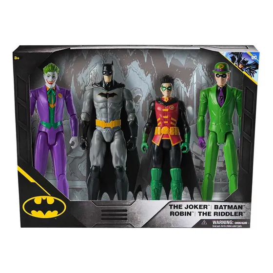 Pack 4 Bonecos Batman Coringa Charada e Robin de 30cm Multicor Sunny Brinquedos