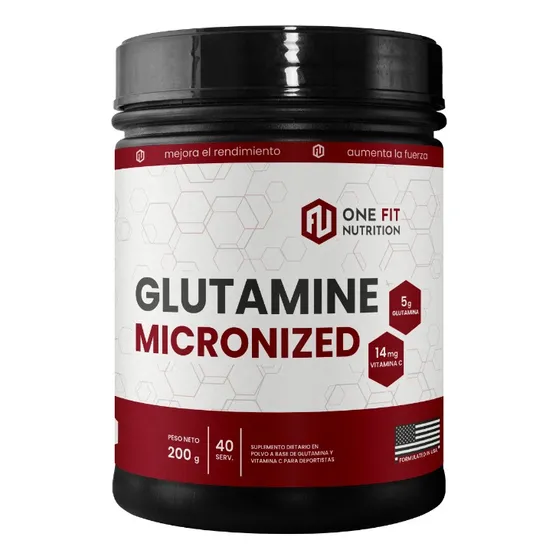 Glutamina Micronizada 200g = 40 Serv. One Fit Mayor Fuerza Sabor Sin Sabor