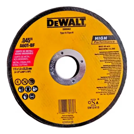 Disco De Corte Dewalt 4 1/2 Ultrafino 16 Unidades