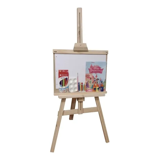 Atril De Pino De 1,3 Más Rotafolio Y Set De Arte Infantil 