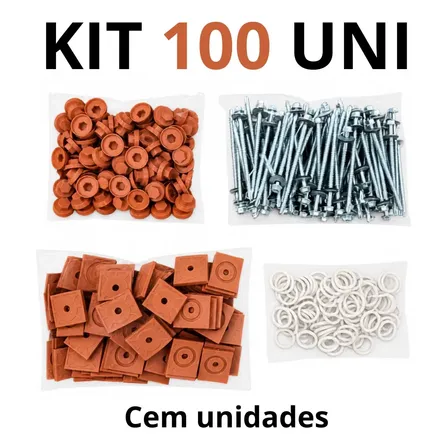 Kit 100 Parafusos E Capas Vedação Fixação Telha Pvc Cerâmica