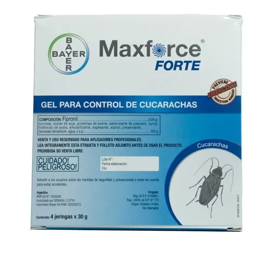 Maxforce Forte Bayer Jeringa 30gr Gel Cucuarachas Caja X4un