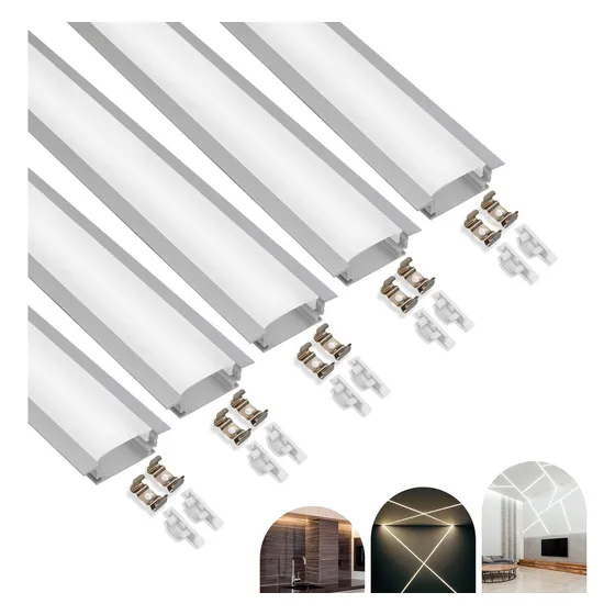 Kit 5 Metros Perfil Alumínio Embutir Slim P/ Fita Led Luz Cinza 127/220v