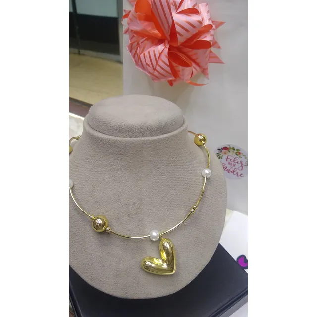 Collares Perlas Corazon Gotas Moda Bisuteria